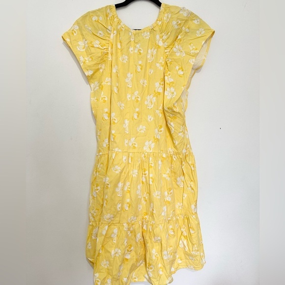 BANANA REPUBLIC RUFFLE TIERD HEM DRESS yellow mini dress spring ruffles girly - Picture 3 of 3
